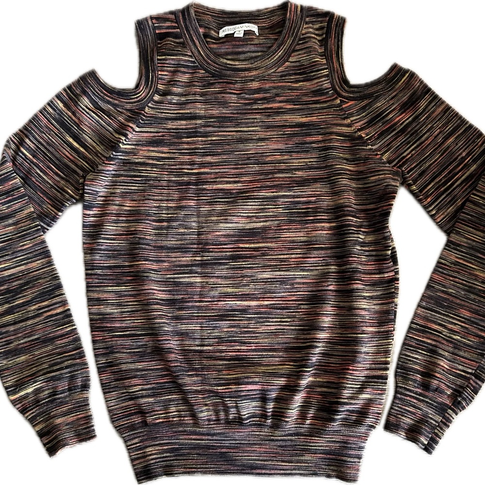 REBECCA MINKOFF COLD SHOULDER SWEATER, SIZE SMALL